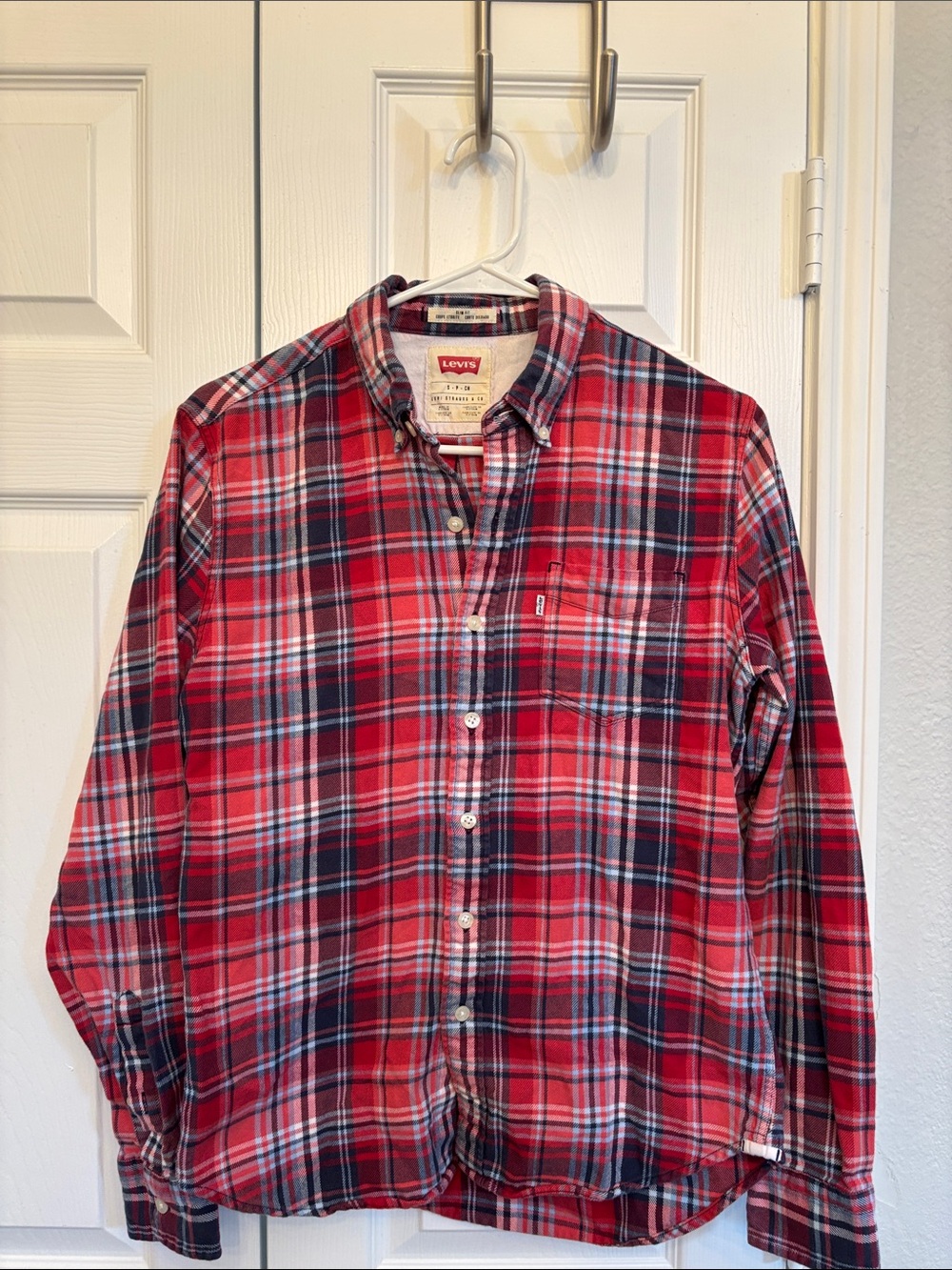 Levi's Red and Black Plaid Button-Down Shirt